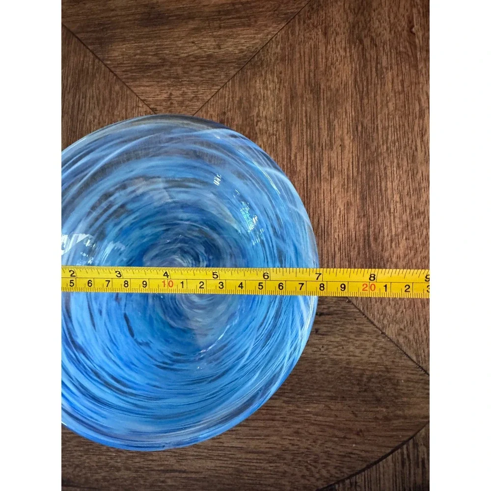 Kosta Boda Contrast Blue Swirl Glass Bowl Anna Ehrner Sweden 7.25